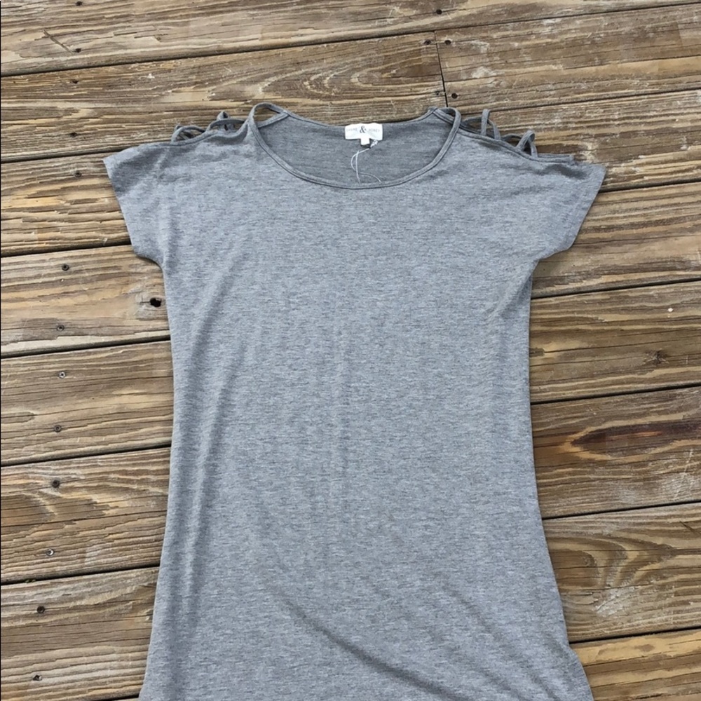 Grey Casual Dress with Cut Out Sleeves
